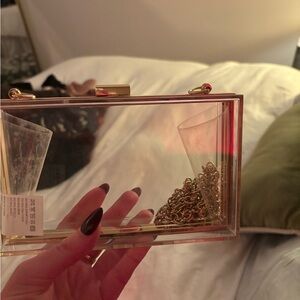 Transparent Gold Chain Clutch